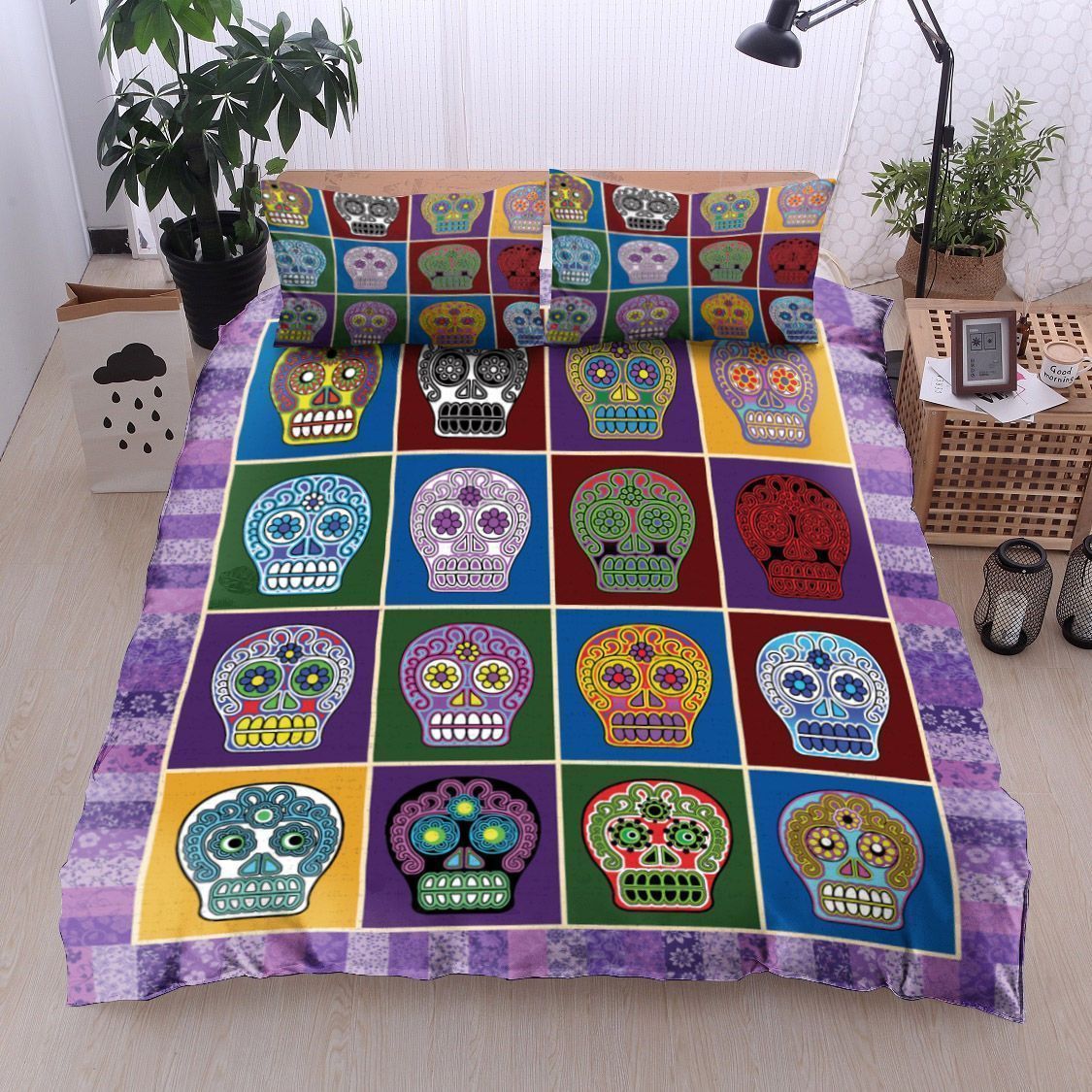 Day Of The Dead Skull Head Bedding Set