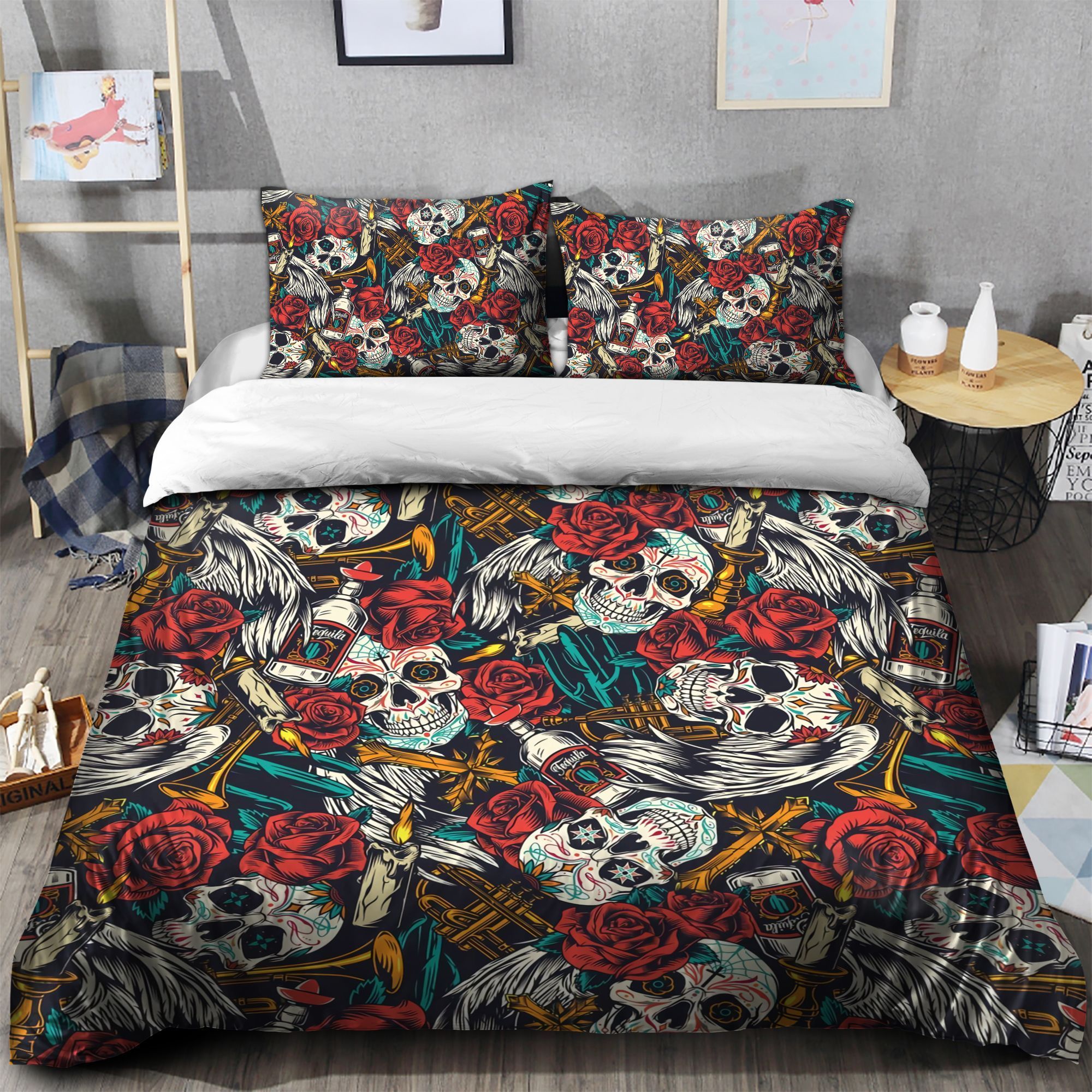 Day Of The Dead Skull Pattern Bedding Set