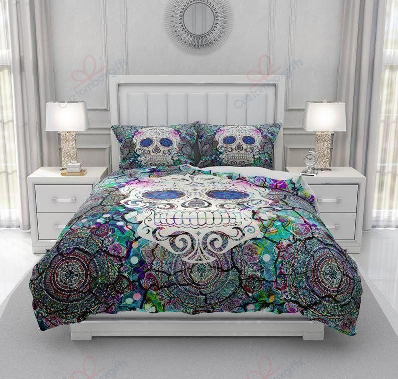 Day Of The Dead Skull Roses Bedding Set
