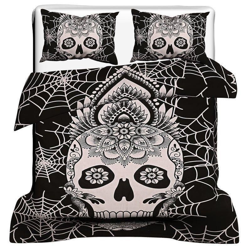 Day Of The Dead Skull Spider Link Bedding Set