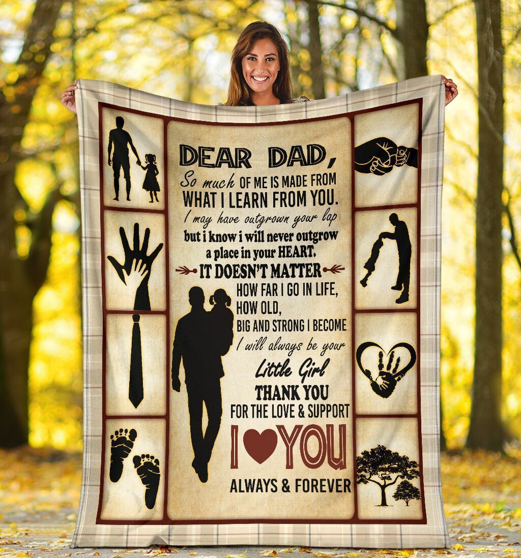 Dear Dad I Love You Always And Forever Dad And Daughter Sherpa Fleece Blanket