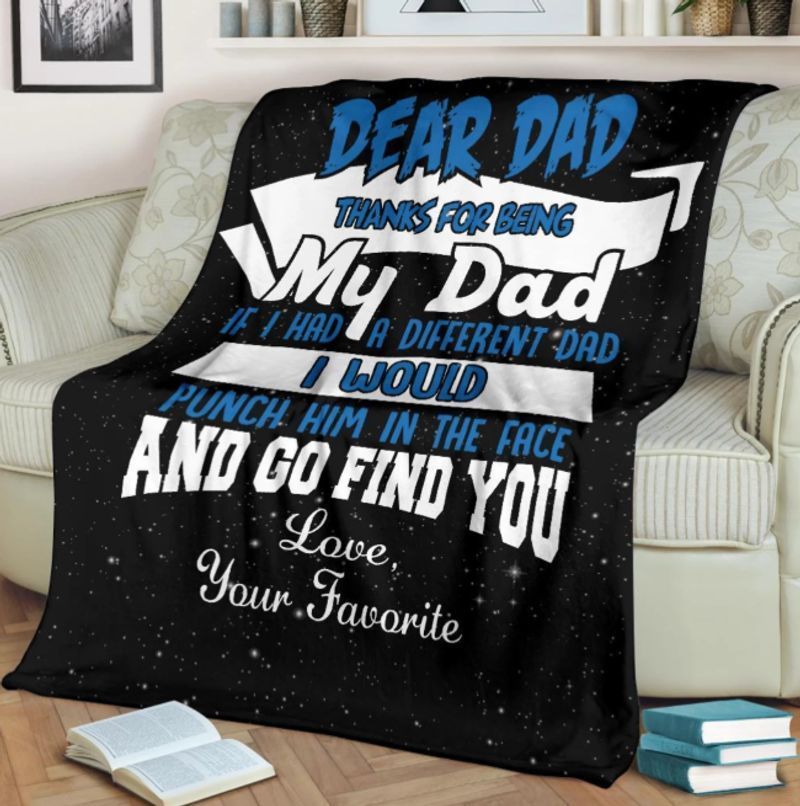 Dear Dad Thank For Being Sherpa Fleece Blanket