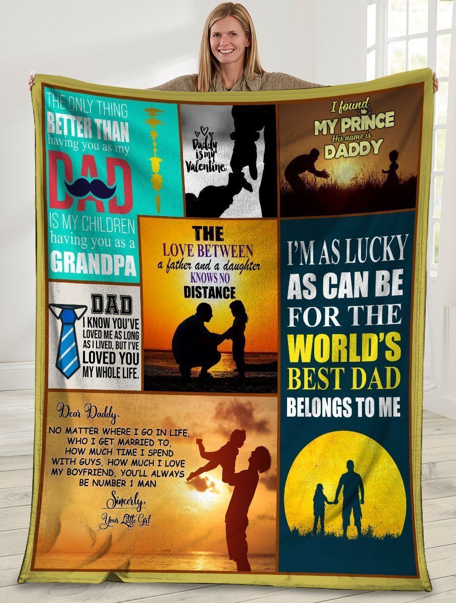 Dear Daddy No Matter Where I Go In Life Dad And Daughter Sunset Fleece Blanket