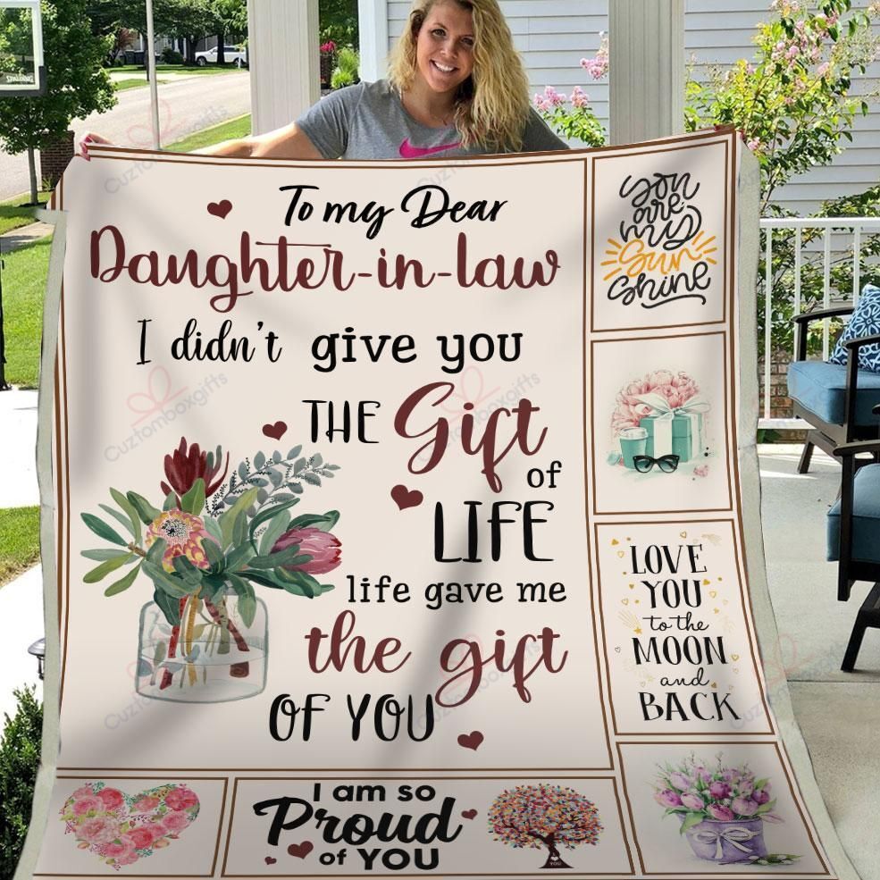 Dear Daughter In Law Life Gave Me The Gift Of You I Love You Sherpa Fleece Blanket