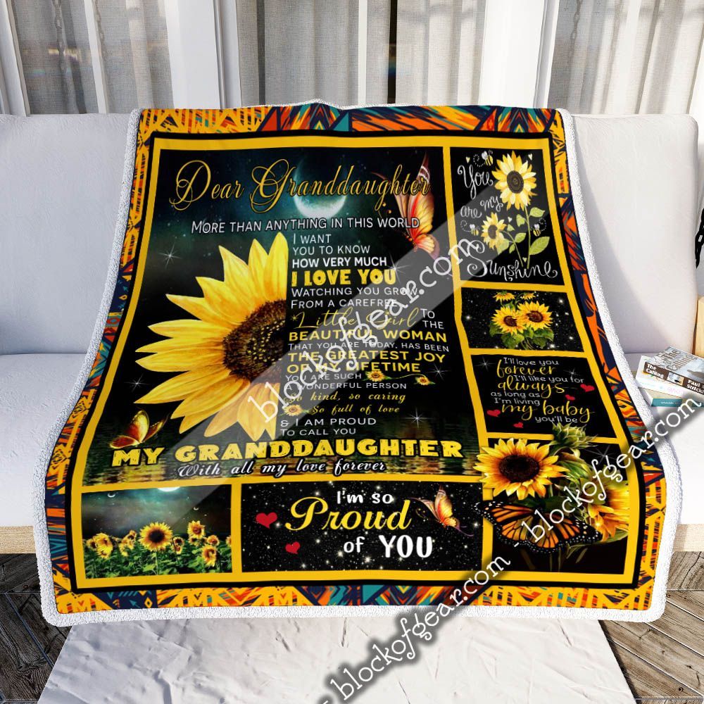 Dear Granddaughter How Very Much I Love You Sunflower Sherpa Fleece Blanket