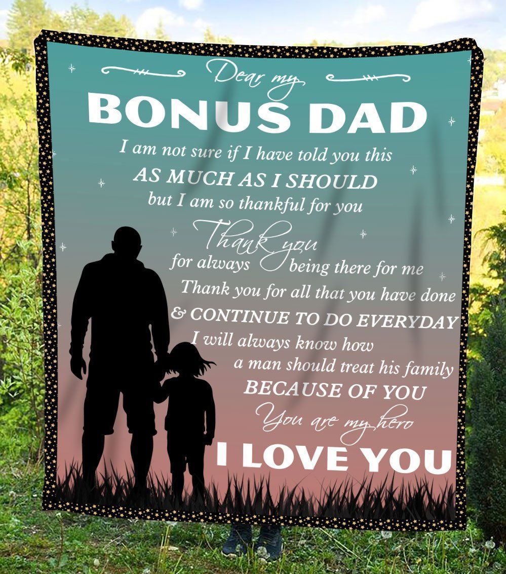 Dear My Bonus Dad I Love You Sherpa Fleece Blanket