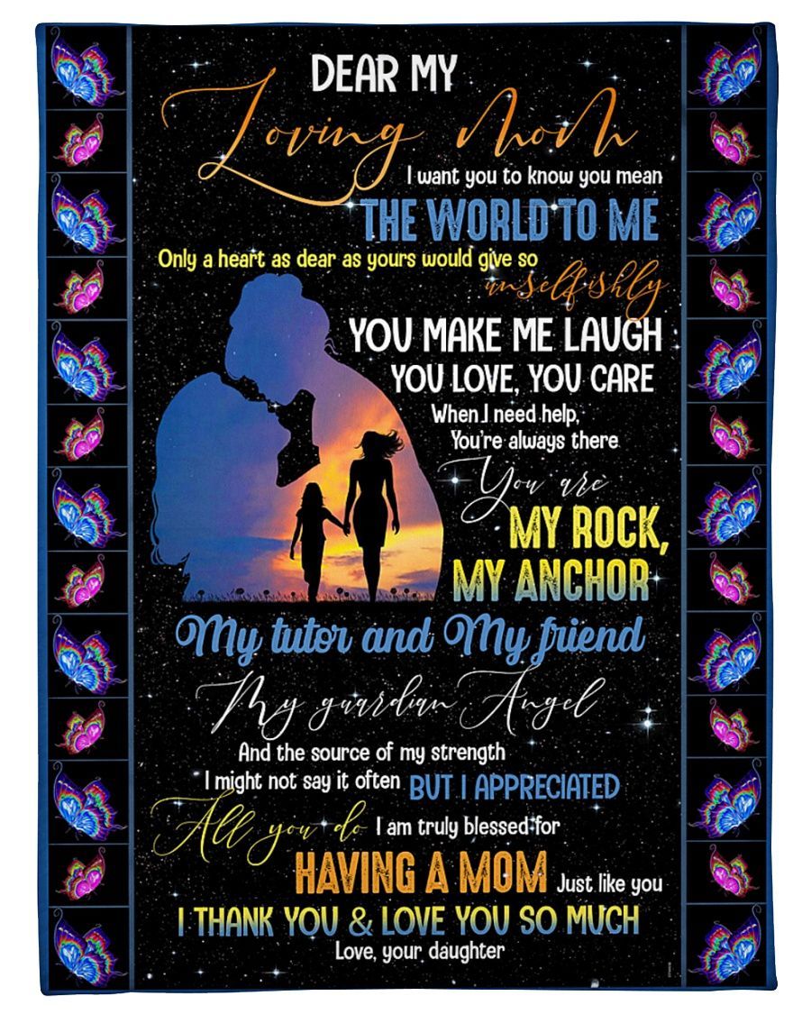 Dear My Loving Mom Thank You Sherpa Fleece Blanket