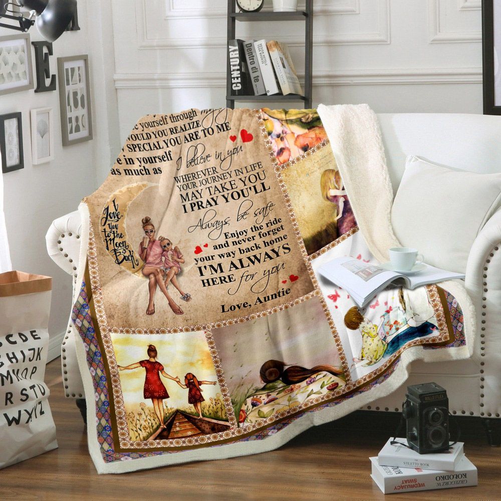 Dear My Niece I Love You To The Moon And Back Sherpa Fleece Blanket