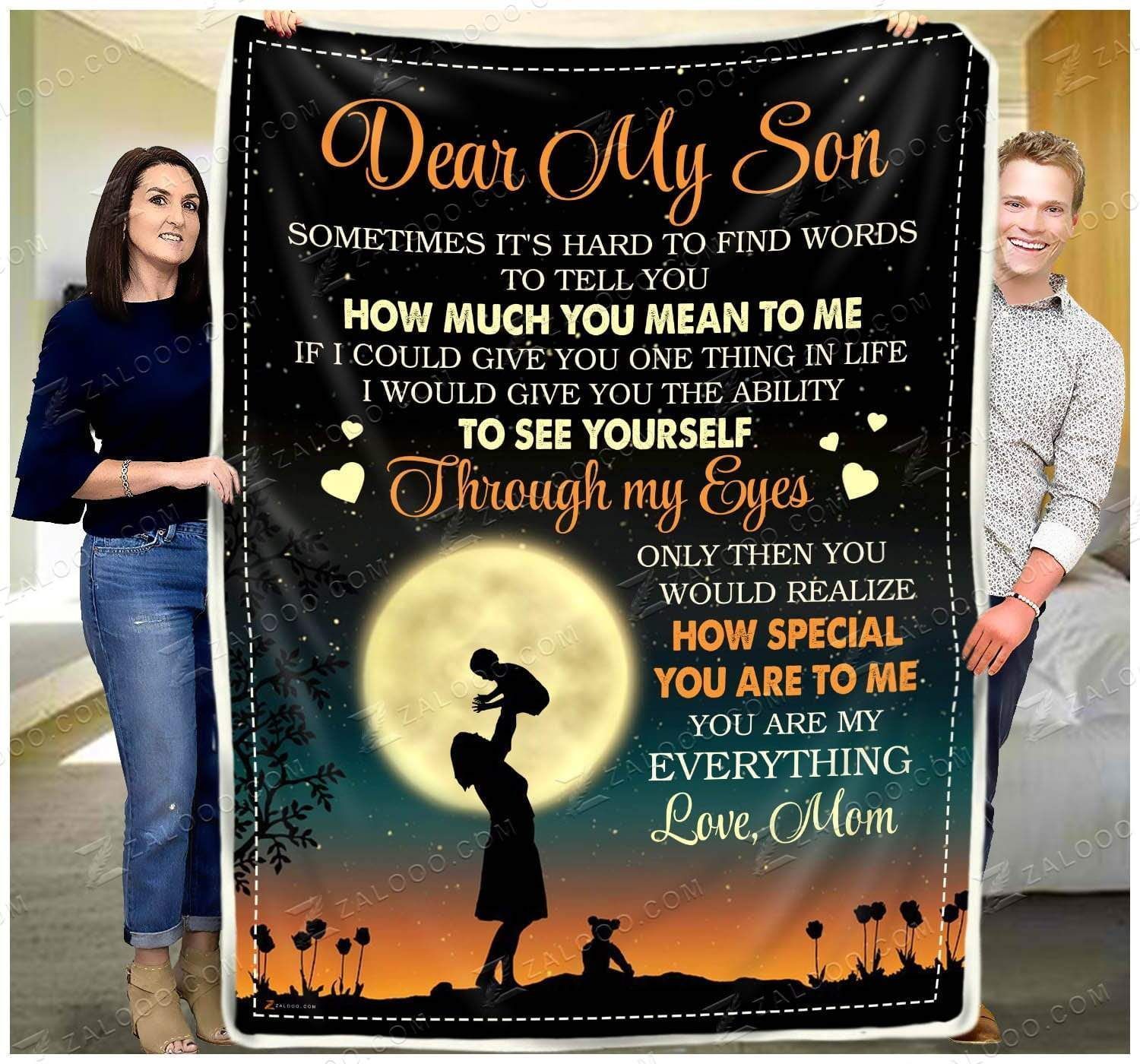 Dear My Son Through My Eyes Sherpa Fleece Blanket