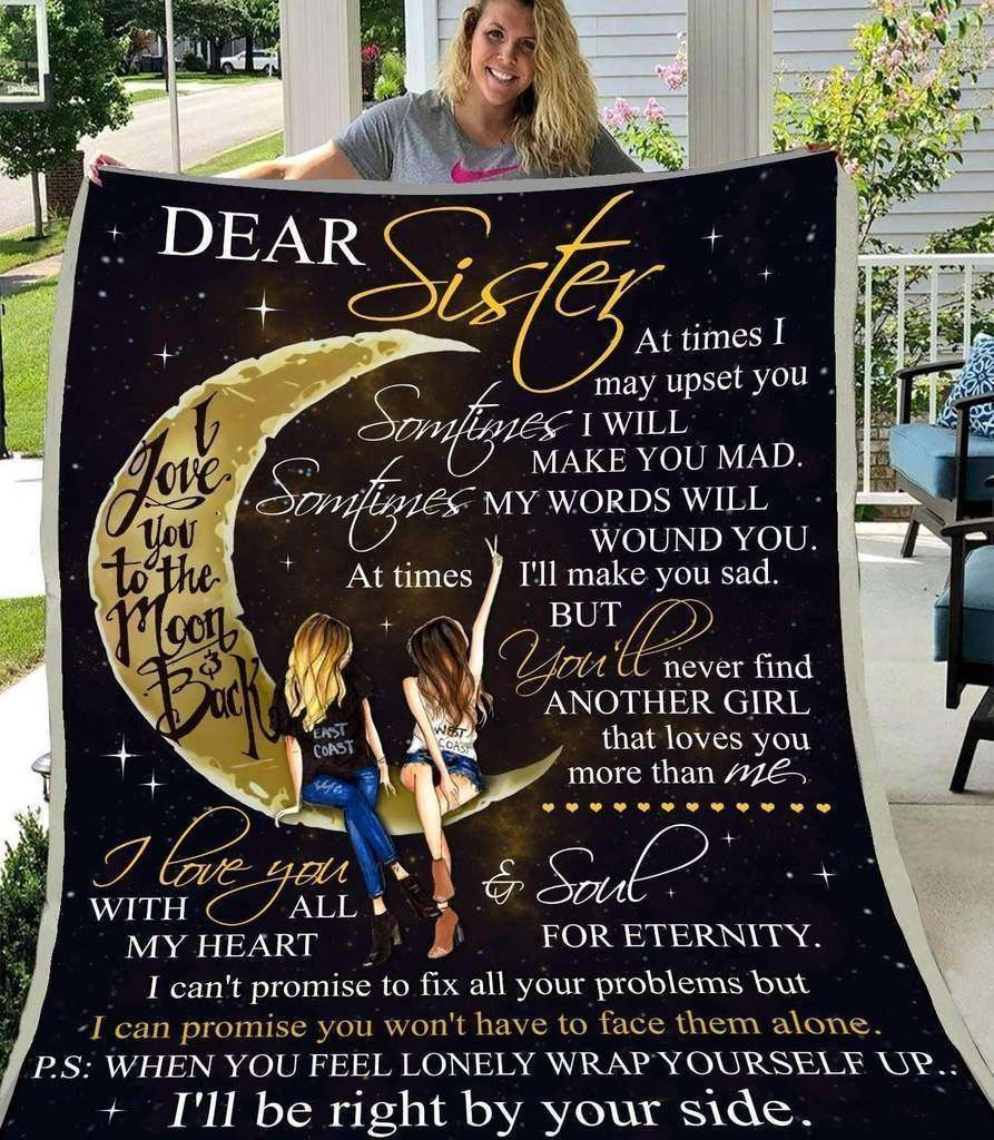 Dear Sister Gift For Sister Birthday Sherpa Fleece Blanket