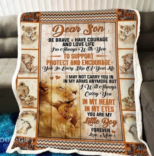 Dear Son Lion Sherpa Fleece Blanket