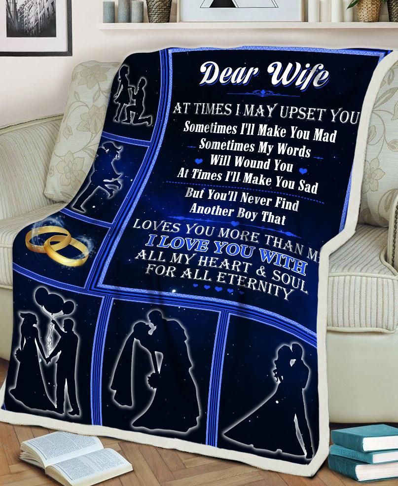 Dear Wife Love You With All My Heart Husband Gift To Wife Valentine Sherpa Fleece Blanket