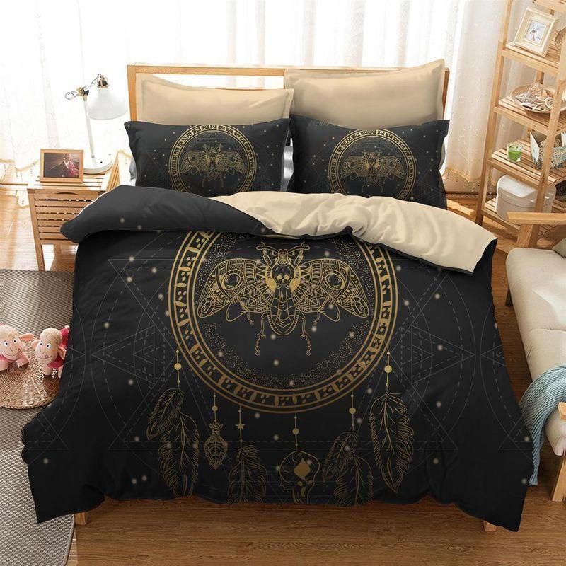 Death Moth Dreamcatcher Gold Printed Bedding Set