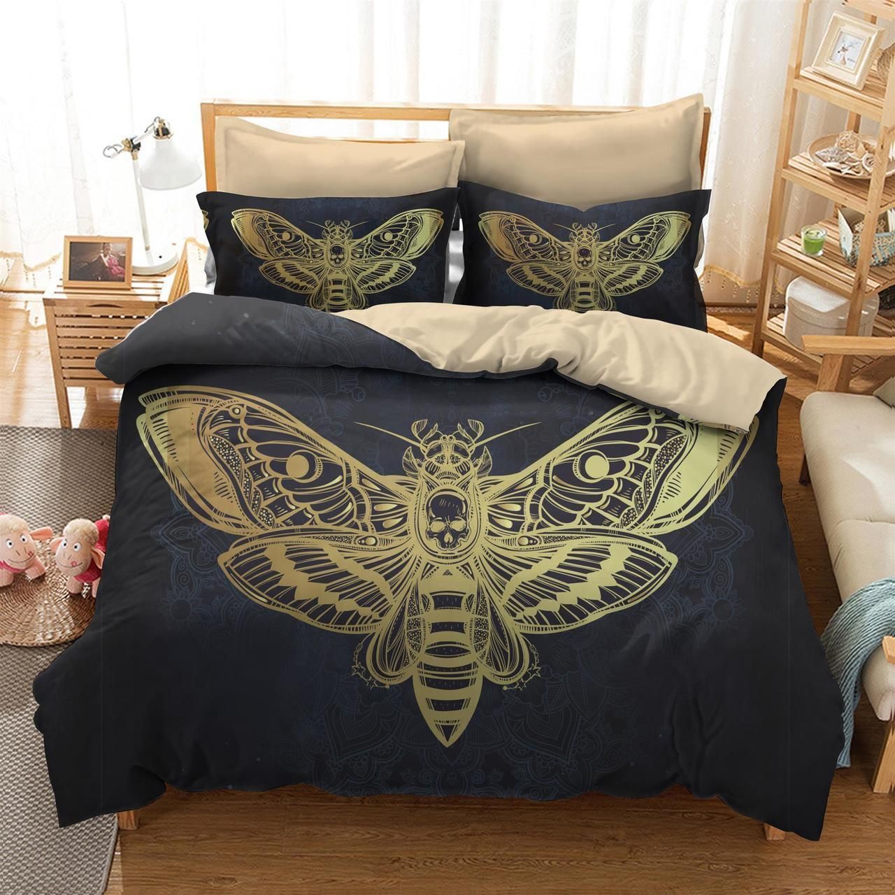 Death Moth Mandala Skull Bedding Set