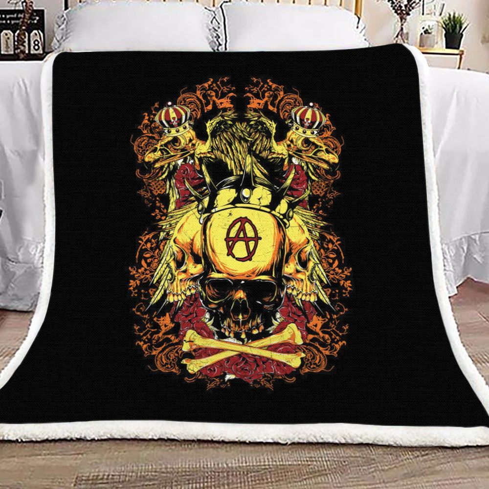Death Skull Flower Skeleton Hell Sherpa Fleece Blanket