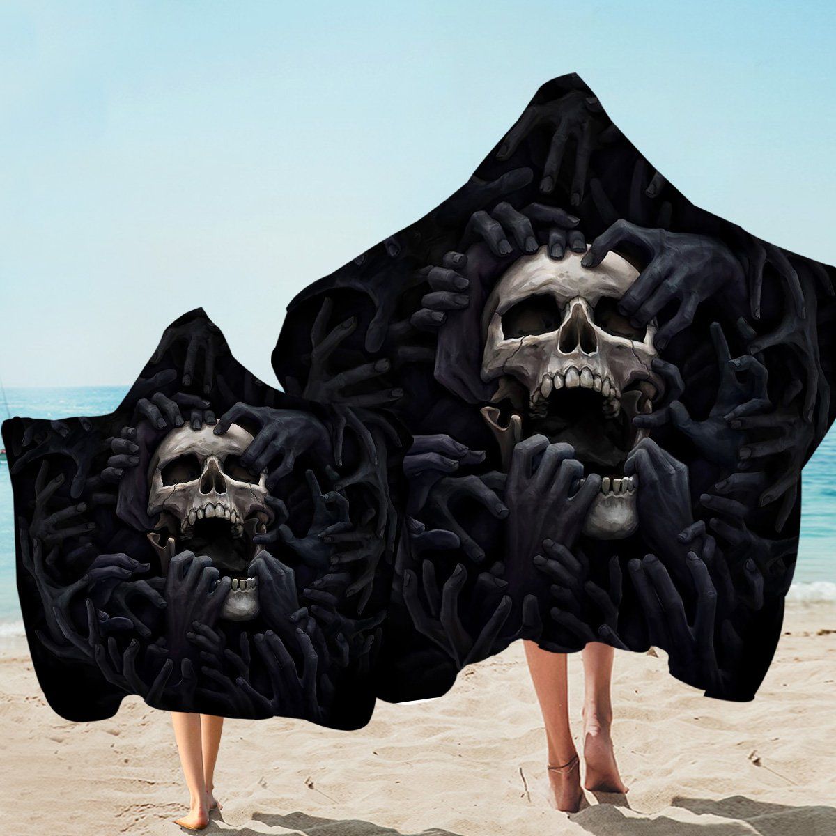 Death Swamp Skull Black Printed Hooded Towel