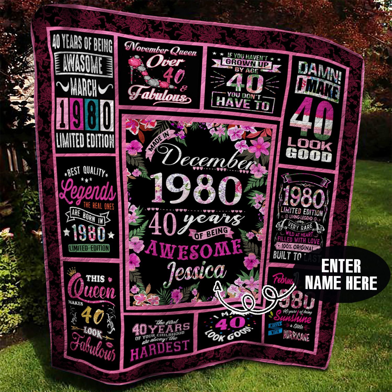 December 1980 Personalized Quilt Blanket BBB010621MH