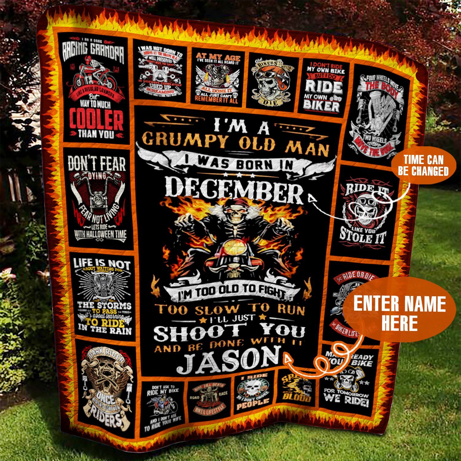 December Biker Personalized Quilt Blanket BBB030626SM