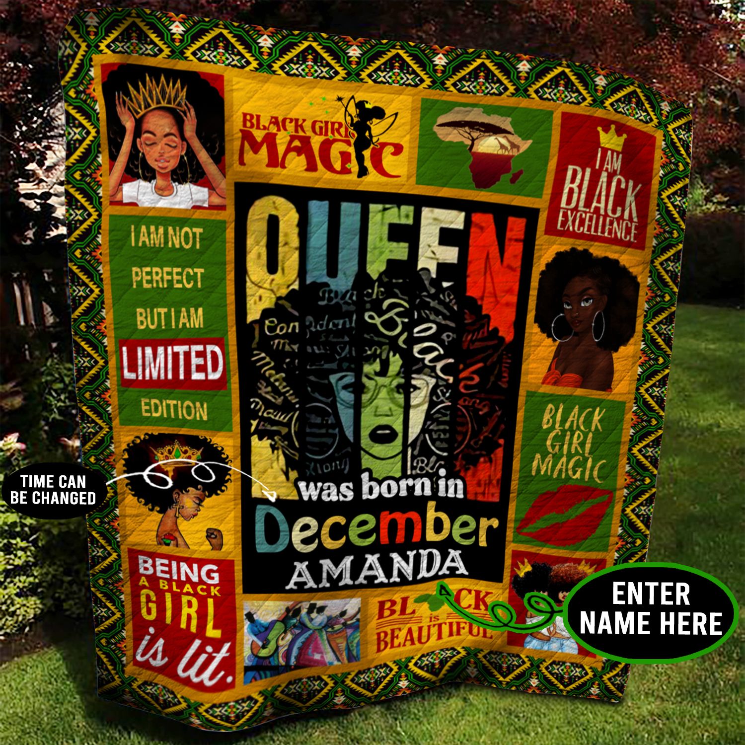 December Black Girl Personalized Quilt Blanket BBB080604NB