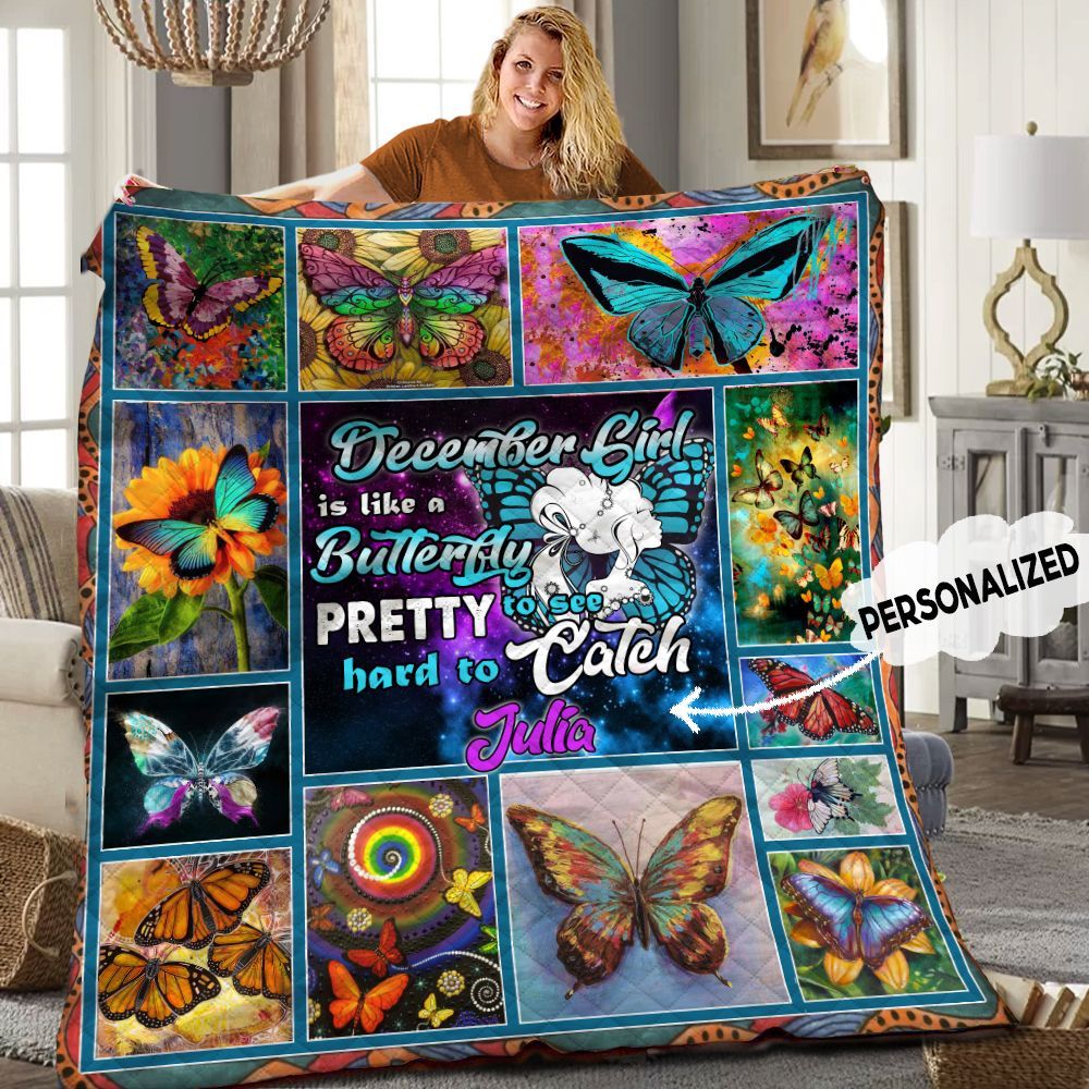 December Butterfly Personalized Quilt Blanket HHH300536TN