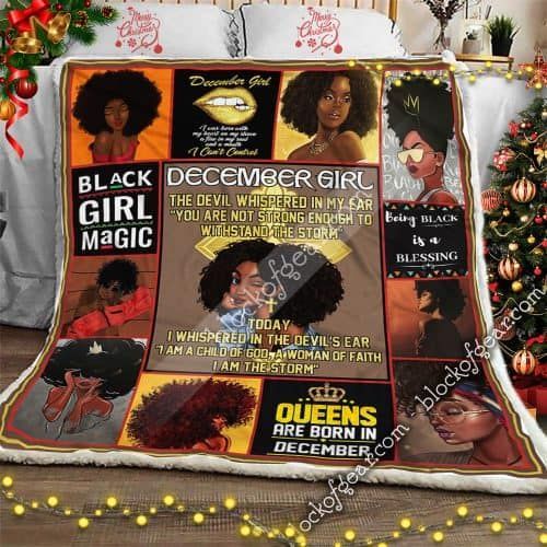 December Girl Black Women Sherpa Fleece Blanket