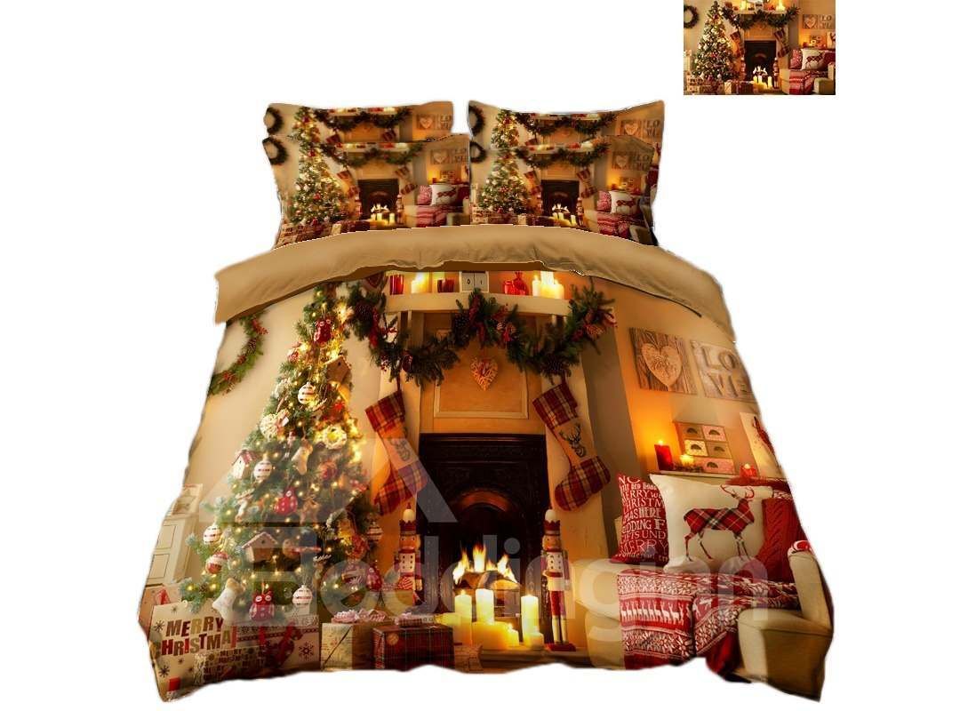 Decorate The House With Christmas Tree And Presents Bedding Set
