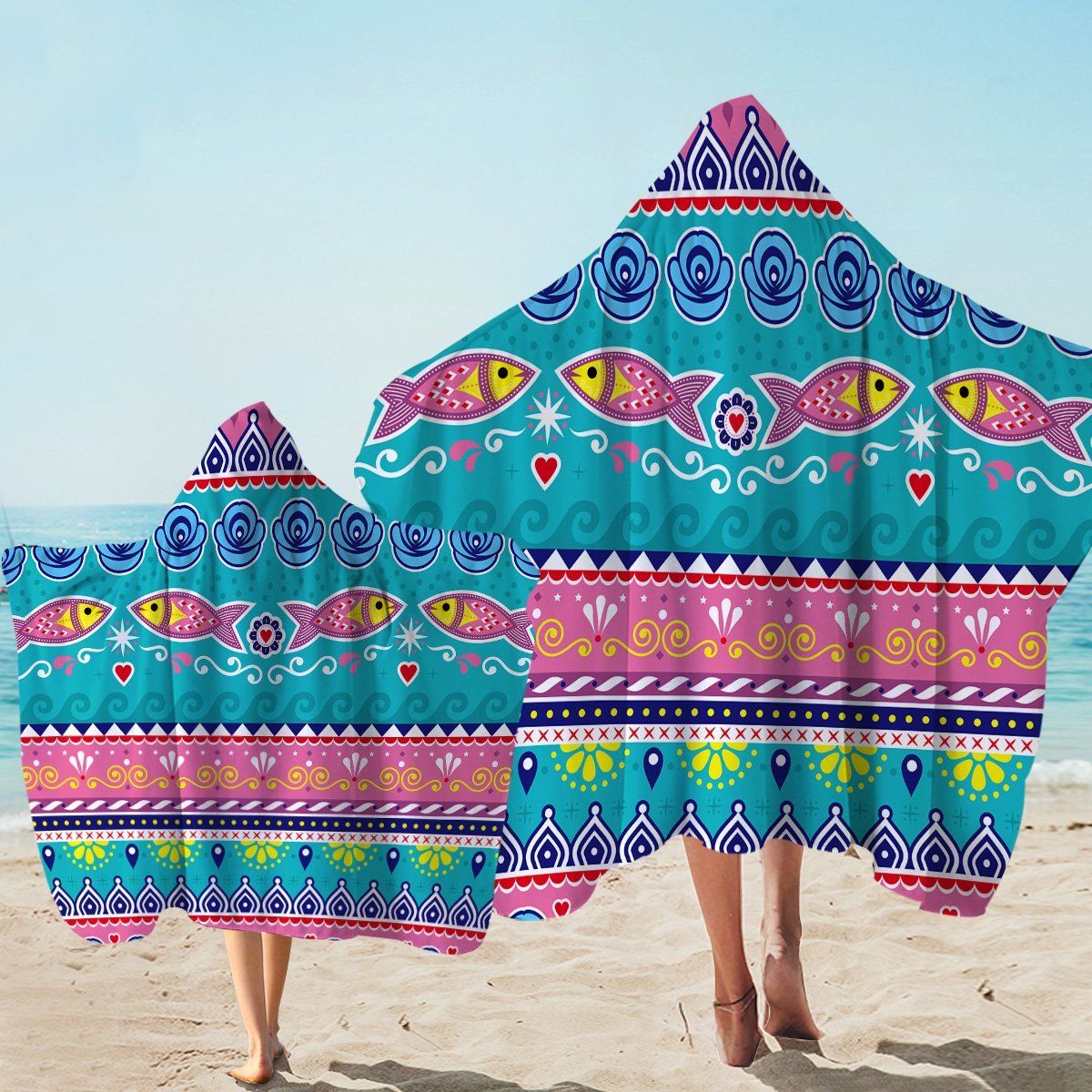 Decorated Aquarium Pretty Pattern Printed Hooded Towel
