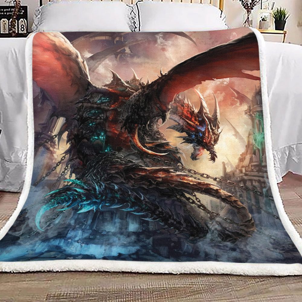Deep Dark Dragon Sherpa Fleece Blanket