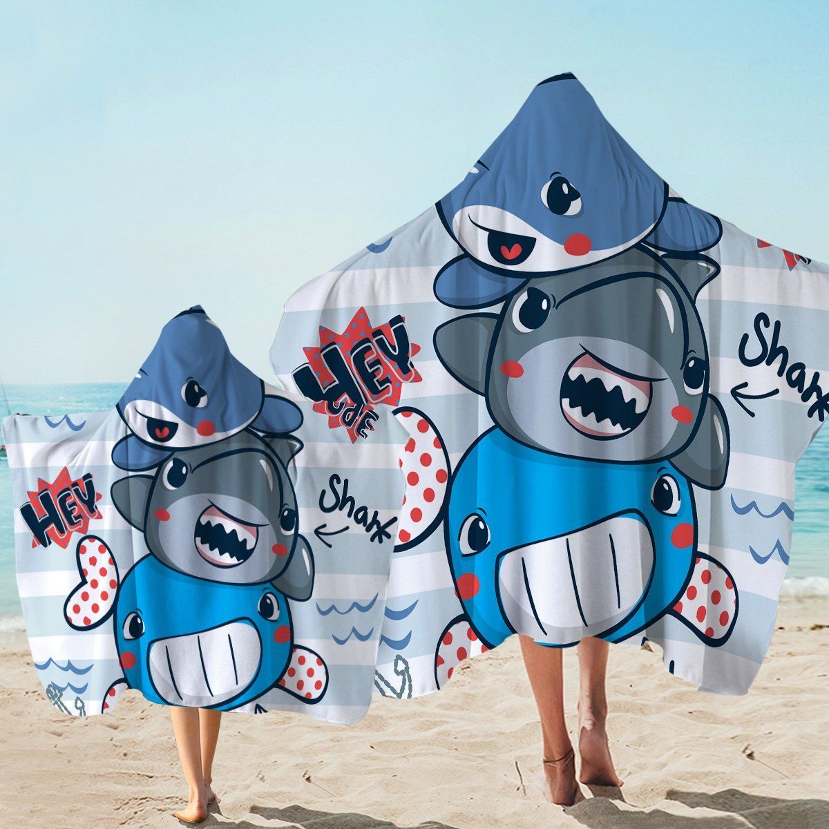 Deep Ocean Dudes Cartoon Art Printed Hooded Towel