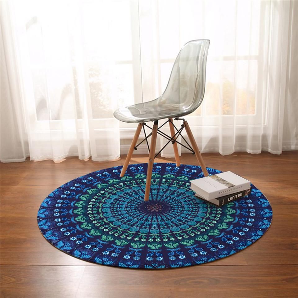 Deep Ocean Mandala Round Carpet