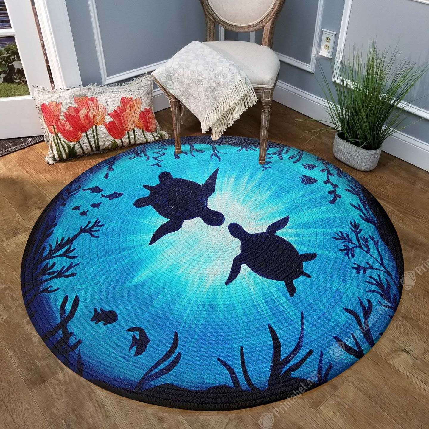 Deep Water Jewel Round Carpet