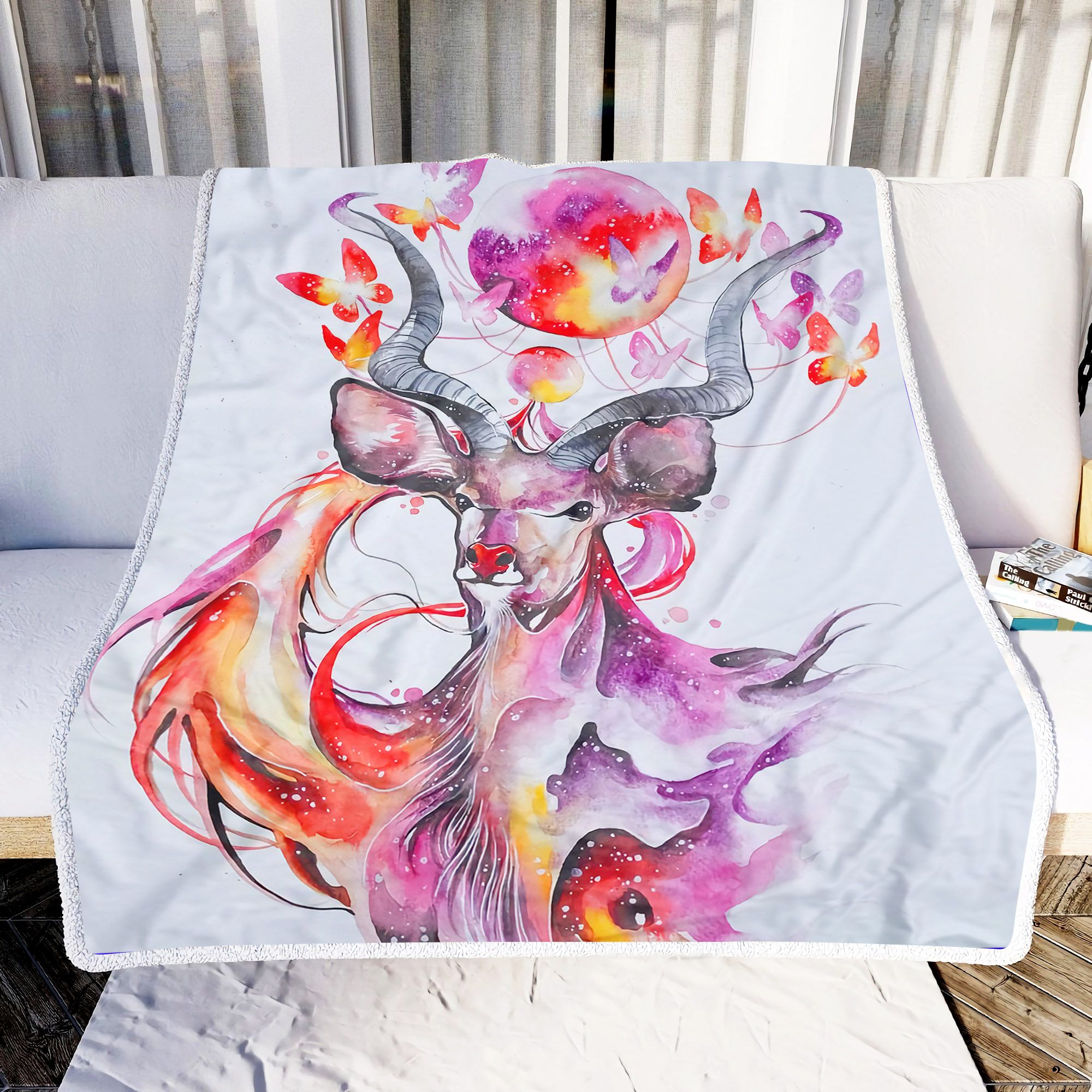 Deer And Butterflies Magical Fleece Blanket