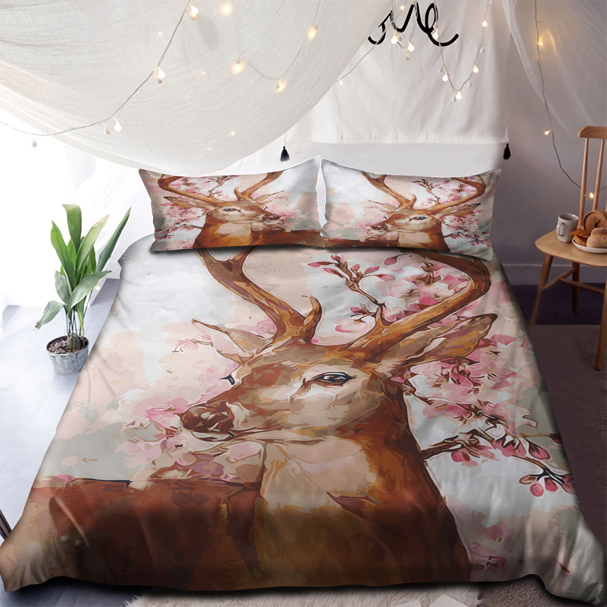 Deer And Flower Bedding Set