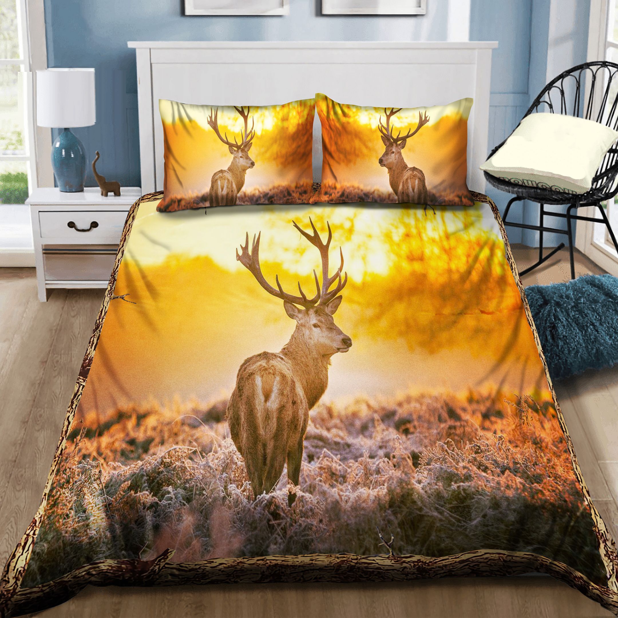 Deer At Sunset Autumn Bedding Set