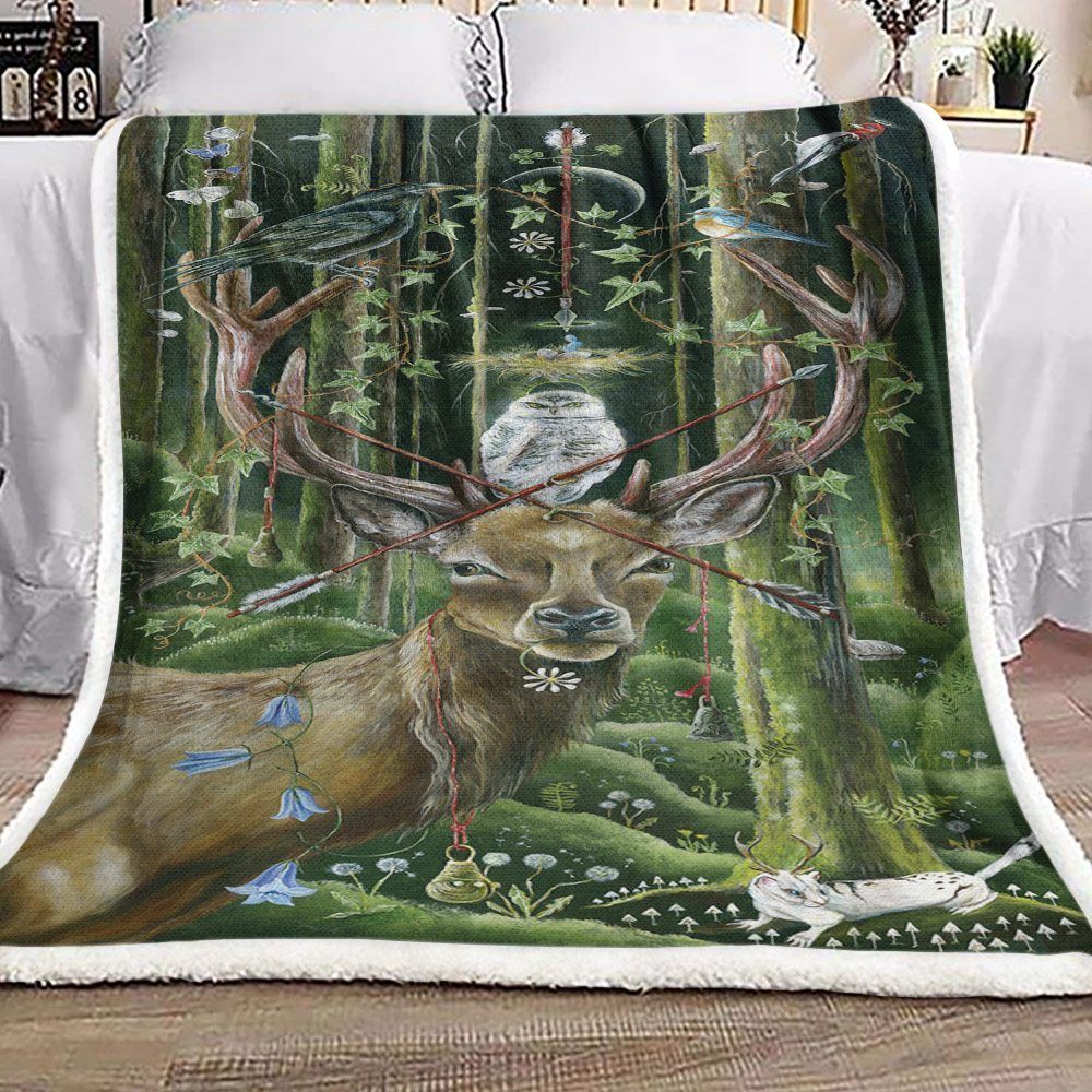 Deer Bird Sherpa Fleece Blanket