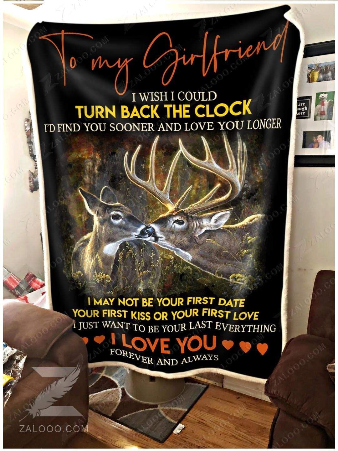 Deer Buck And Doe Girlfriend Just Want To Be Your Last Everything Sherpa Fleece Blanket