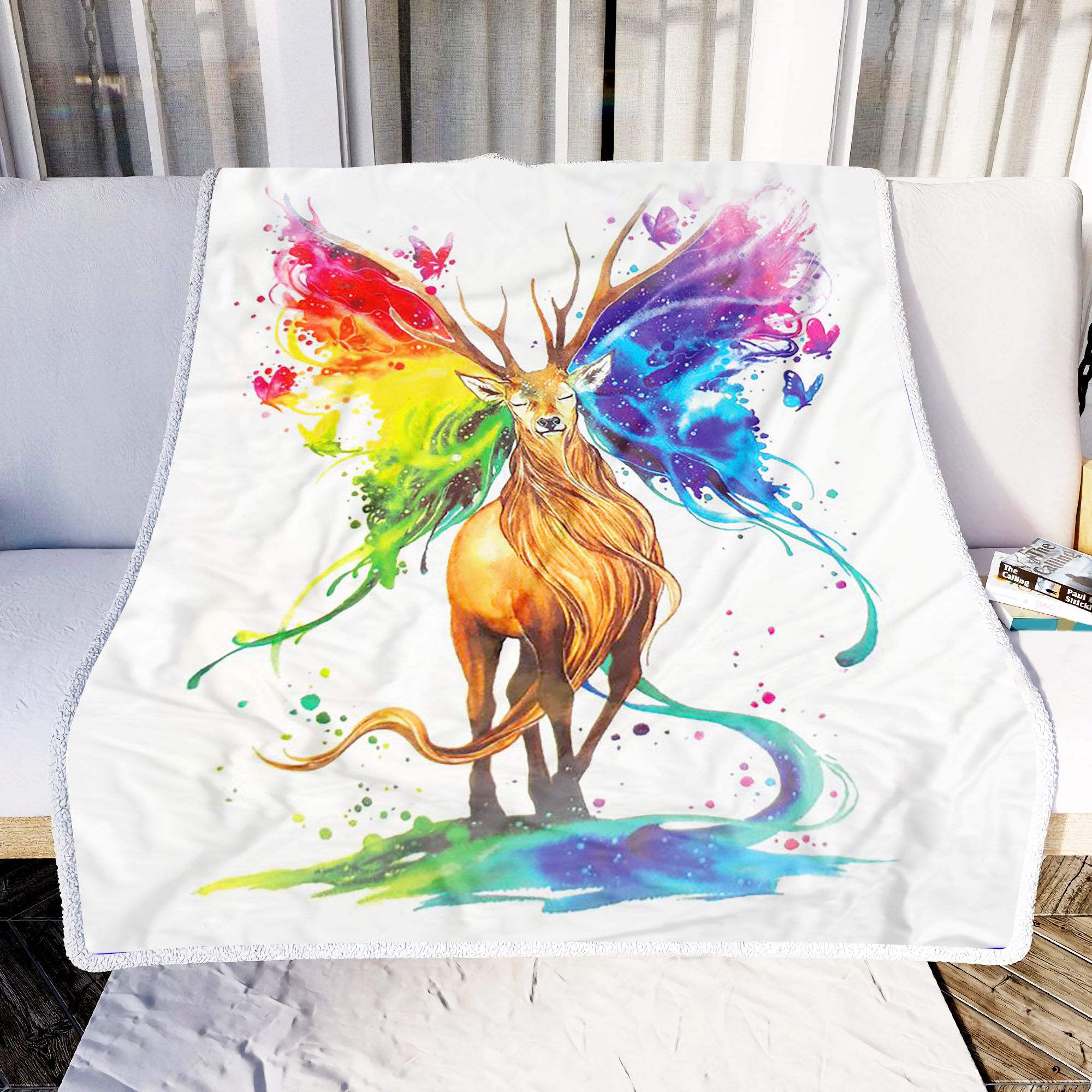 Deer Butterfly Fleece Blanket