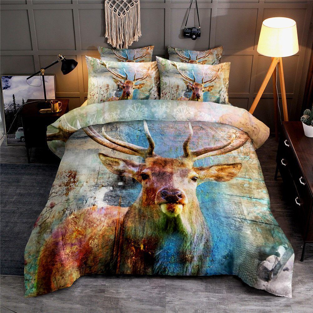 Deer Cotton Bed Sheets Spread Comforter Bedding Set