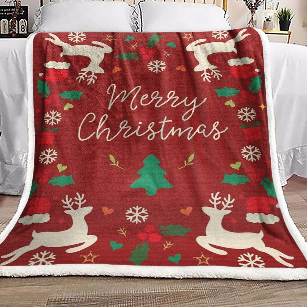 Deer Christmas Sherpa Fleece Blanket