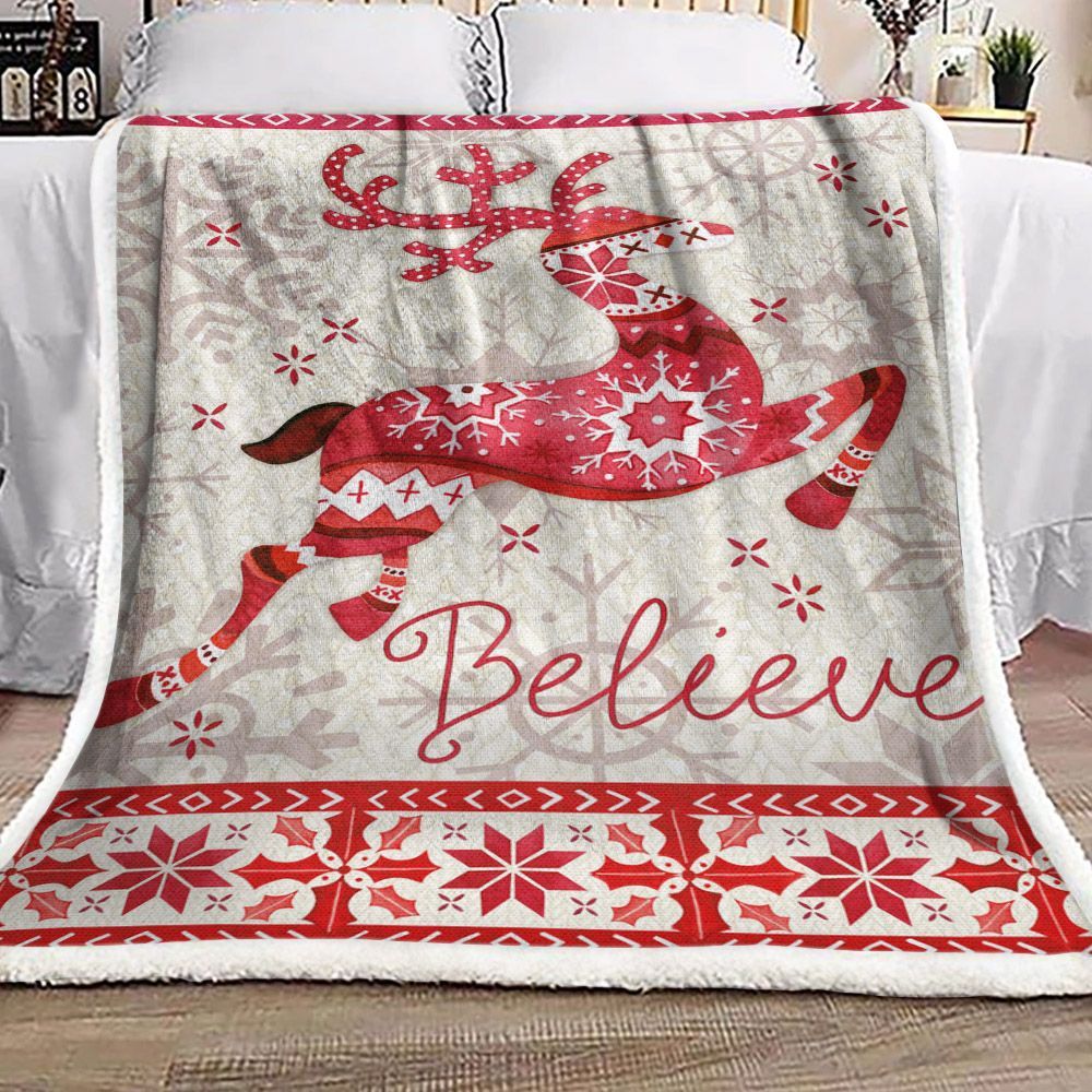 Deer Christmas Sherpa Fleece Blanket