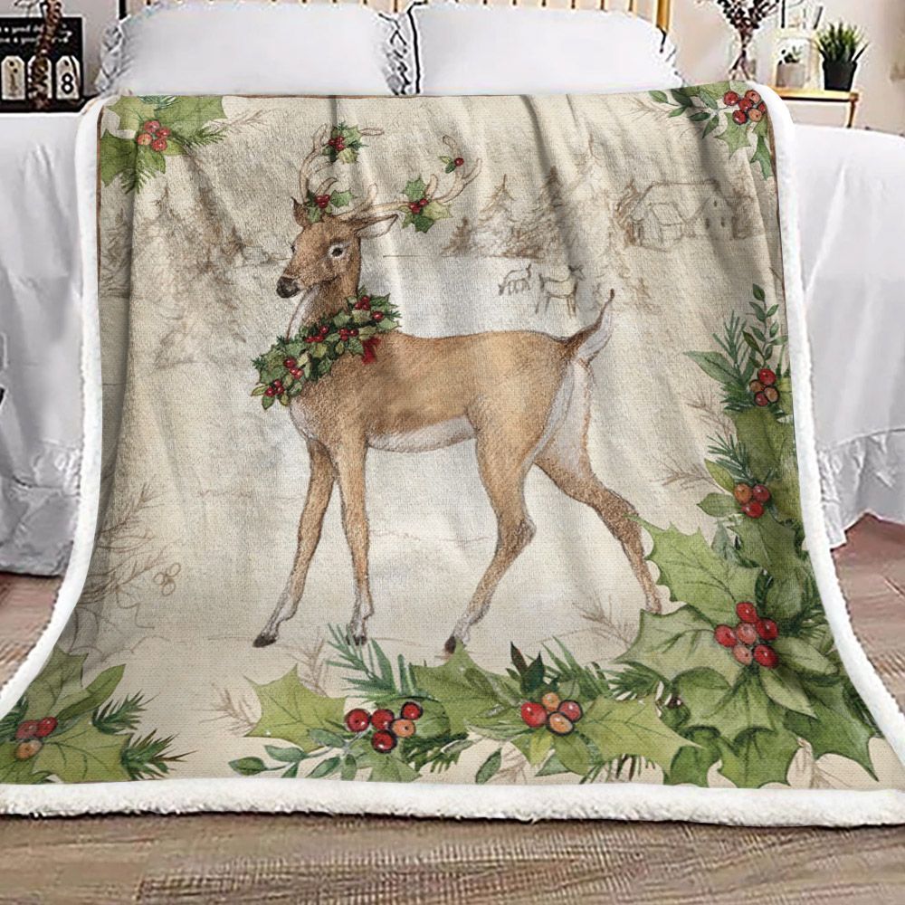 Deer Christmas Sherpa Fleece Blanket