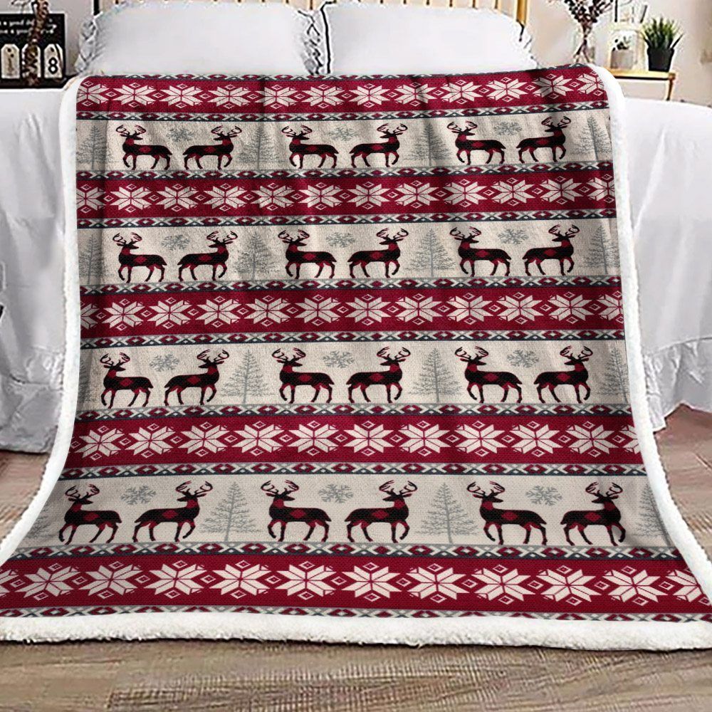 Deer Christmas Sherpa Fleece Blanket