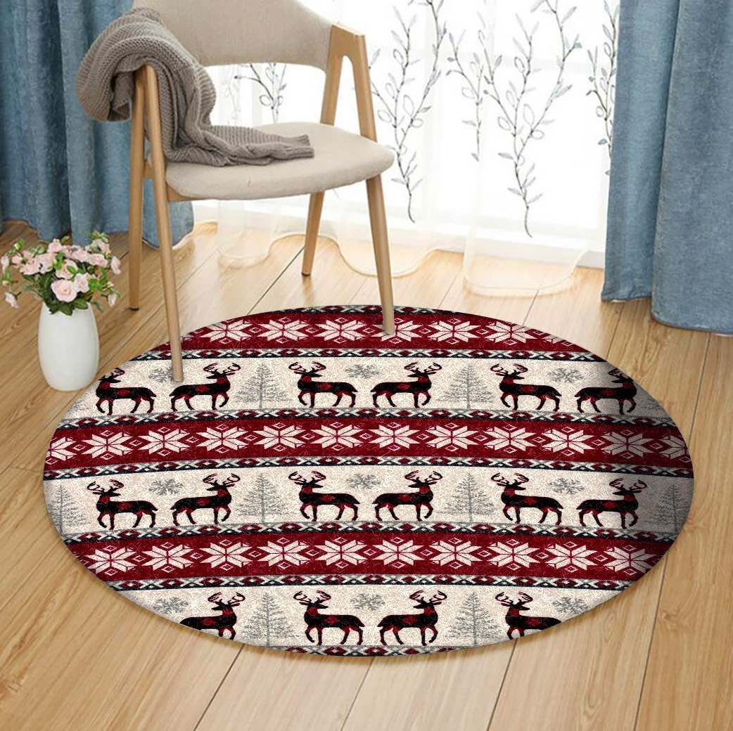 Deer Christmas Round Carpet