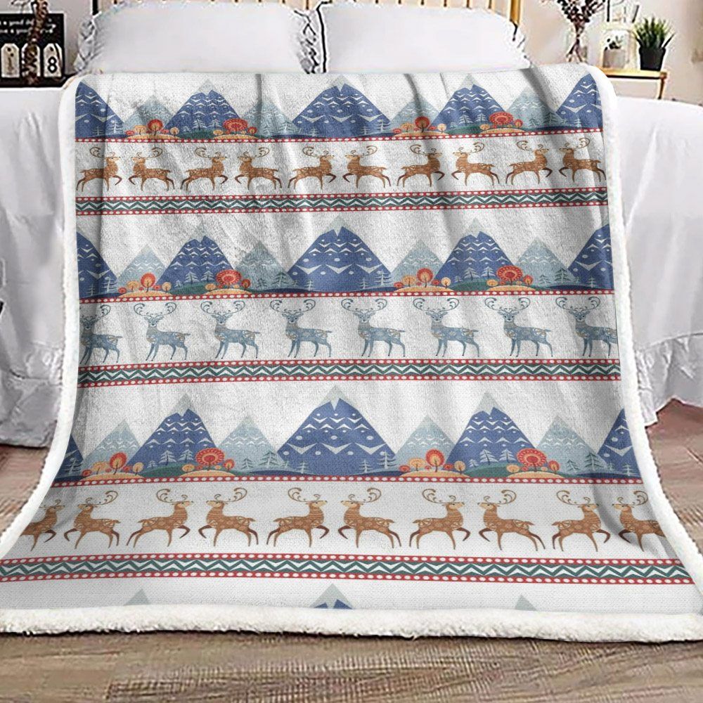 Deer Christmas Sherpa Fleece Blanket