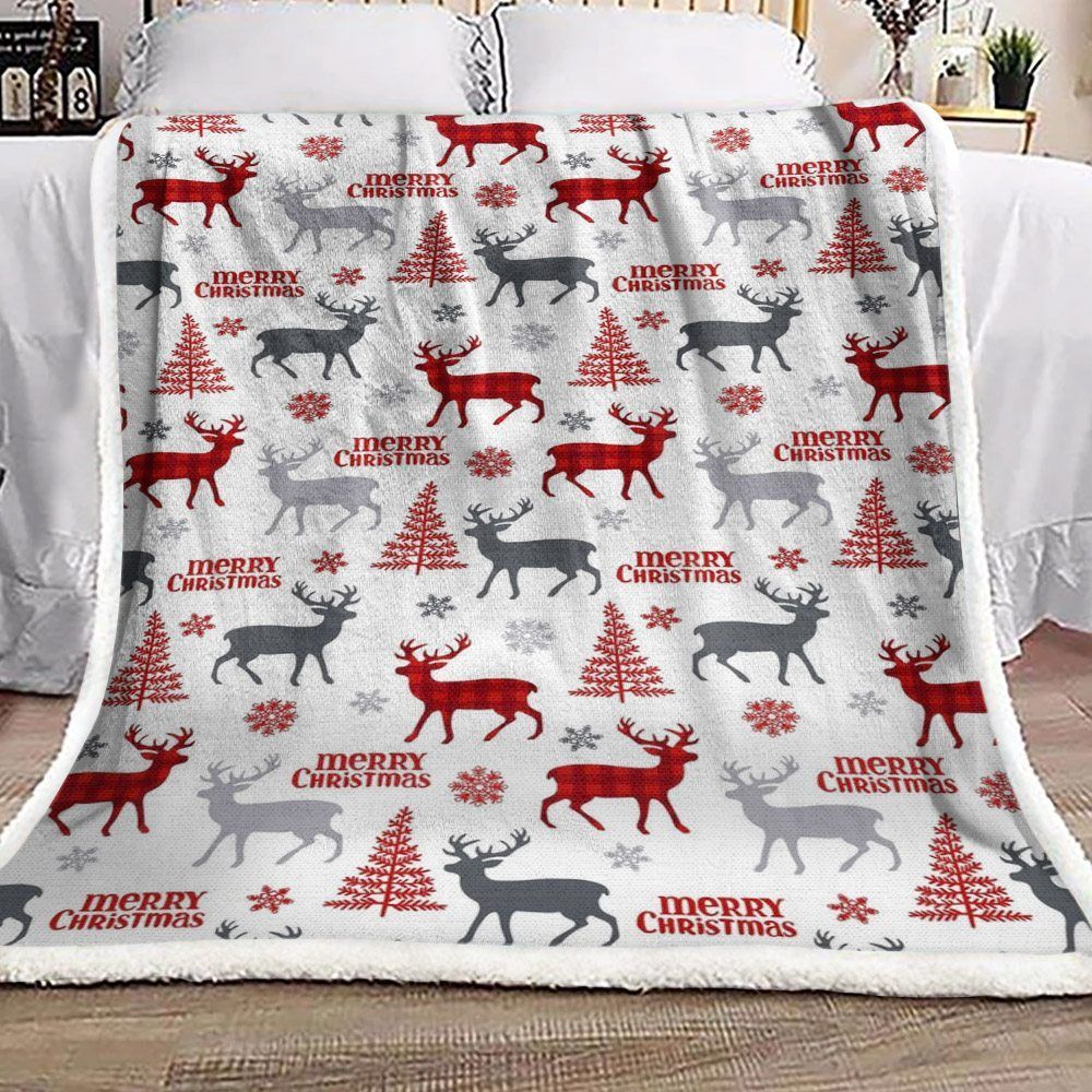 Deer Christmas Sherpa Fleece Blanket