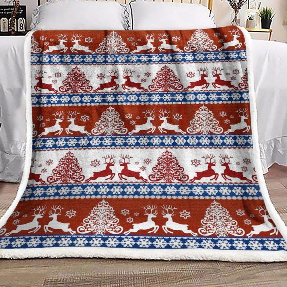 Deer Christmas Sherpa Fleece Blanket
