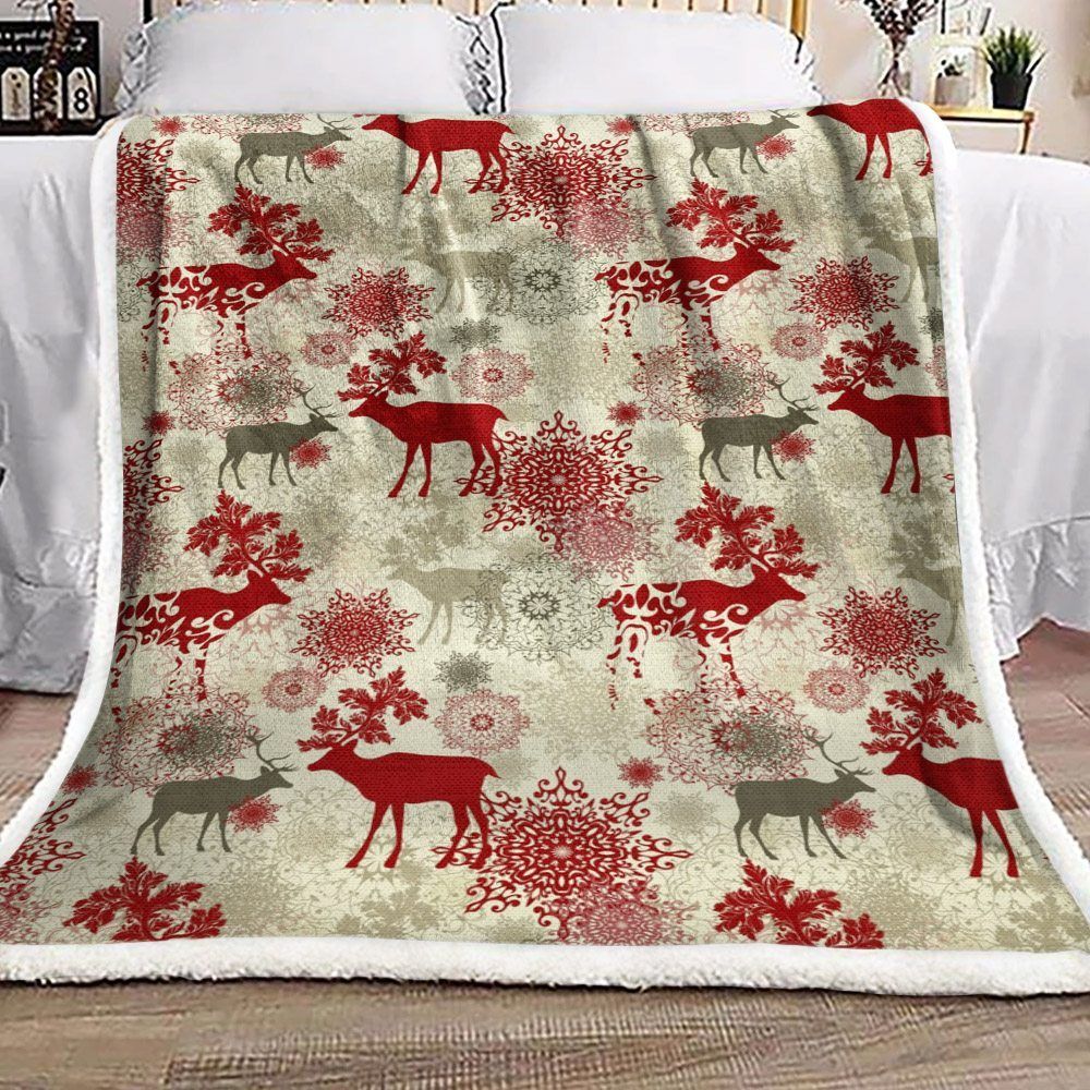Deer Christmas Sherpa Fleece Blanket