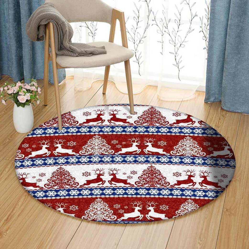 Deer Christmas Round Carpet