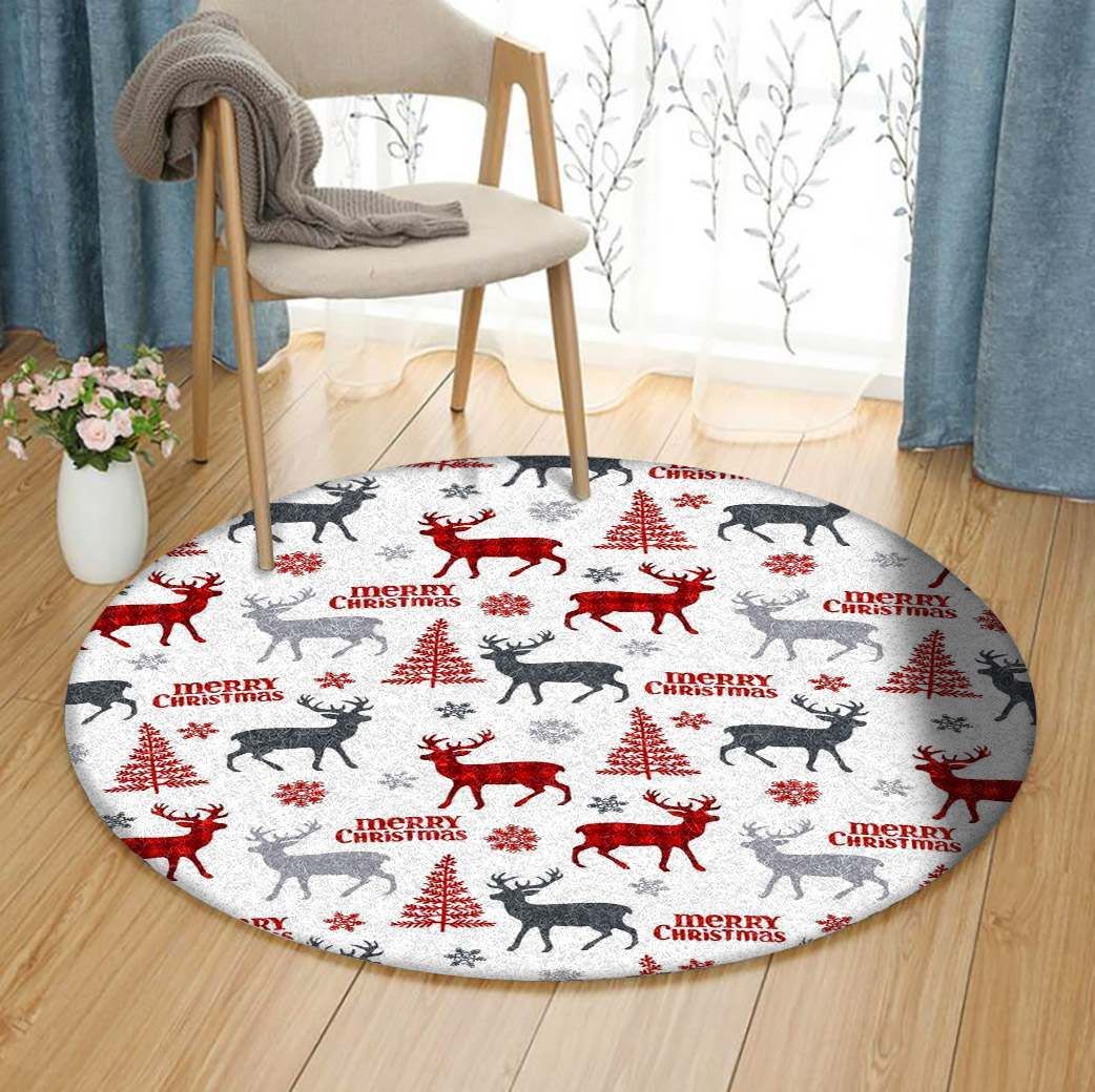Deer Christmas Round Carpet