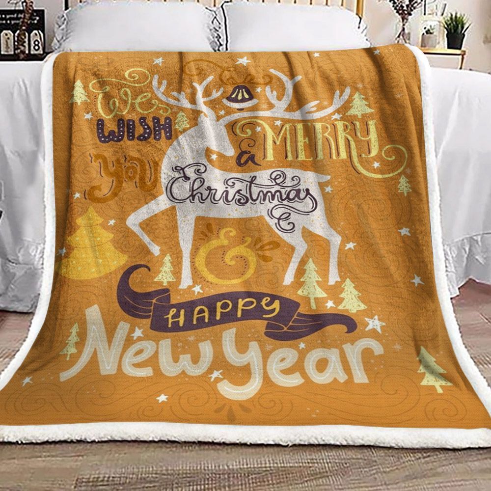 Deer Christmas Sherpa Fleece Blanket